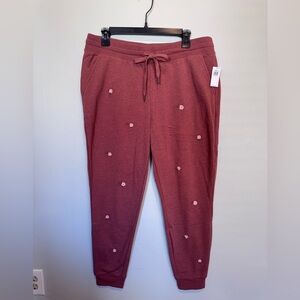 NWT Old Navy Drawstring Joggers (Rust color with Rose Detail)